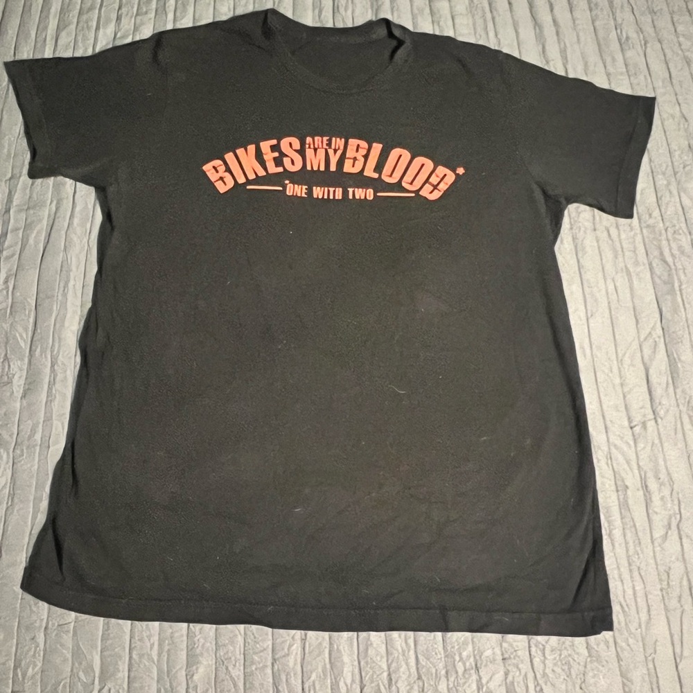 Black Biker T-shirt Red Text